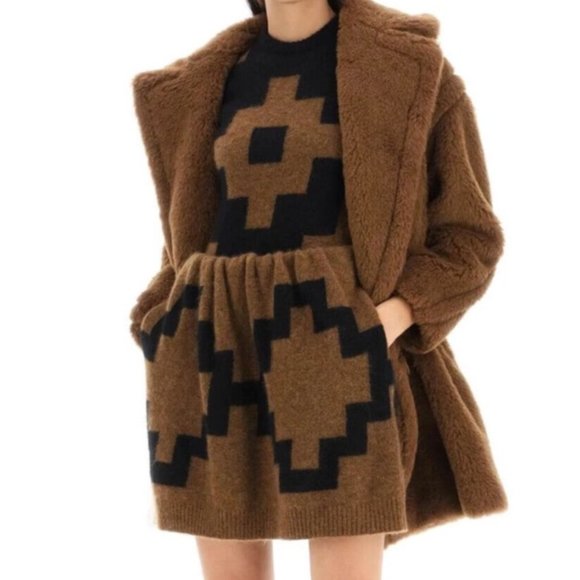 Max Mara Wool-Blend Knitted Mini Dress Size M New With Tags Black - Picture 1 of 3